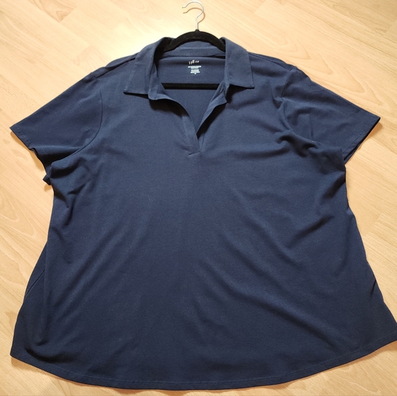 NWT J. Jill Fit Cotton Stretch Navy Blue Polo Short Sleeve Shirt Size 2X - Picture 6 of 13